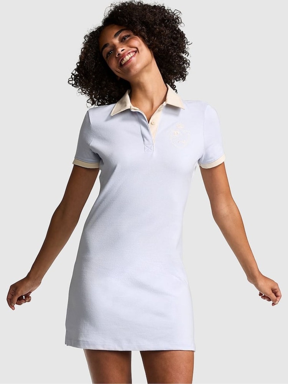 PINK Victoria's Secret Light Blue Polo Mini Dress with Cream Trim